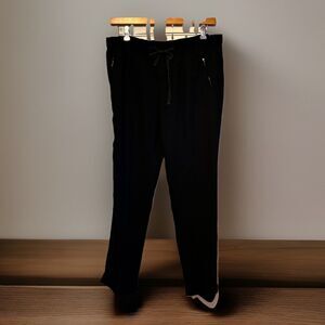 Mahina Black Pull On Dress Pants Women L Elastic Waist Drawstring Cuffed